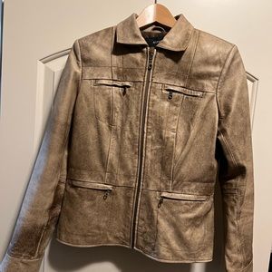 Alfani stressed brown leather jacket, size M